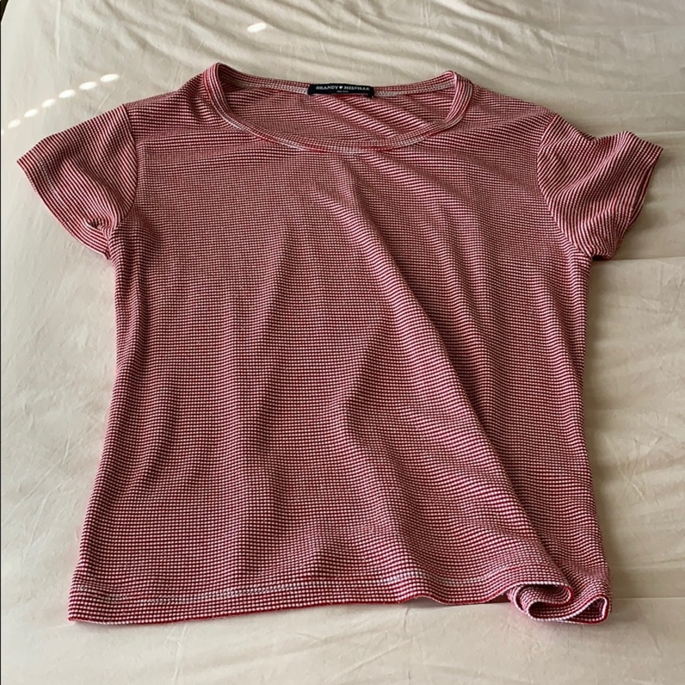 Brandy Melville Red and White Striped Shirt